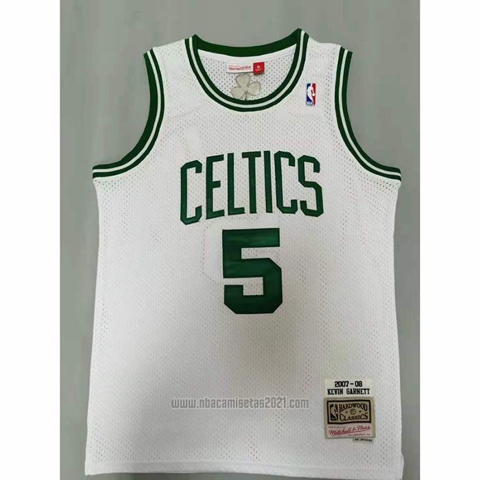 Camiseta Boston Celtics Kevin Garnett #5 Mitchell & Ness 2007-08 Blanco